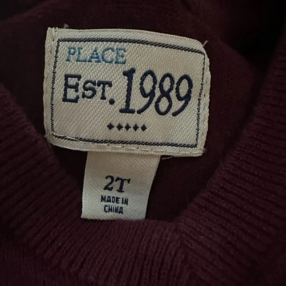 The Children’s Place Burgundy Argyle Sweater V Neck 2T Preppy Academia Golf